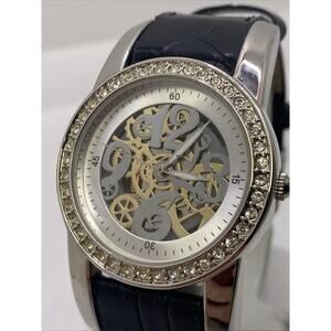 Womens Rhinestone Skeleton Watch Works New Battery